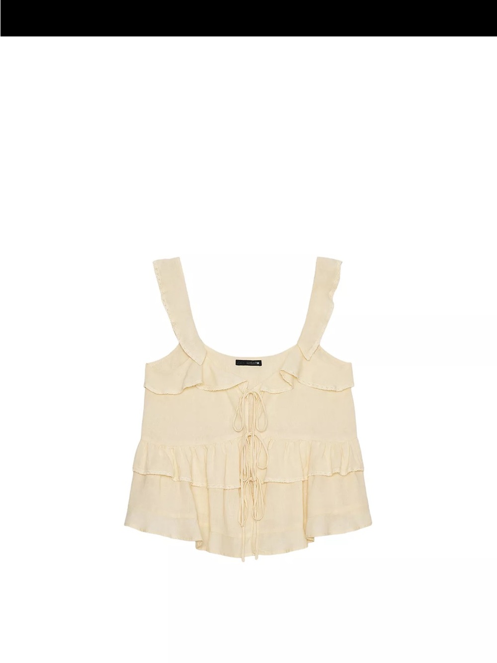 Butter Yellow Ruffled Tie-Front Sleeveless Top